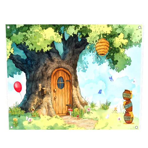 UMURILXY 8x6FT Cartoon Hunny Forest Backdrop, Spring Tree Honey Bear Polyester Photography Background for Parties, Birthday Photo Booth Prop Decorations