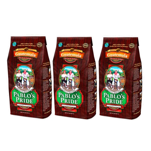 Pablo's Pride Guatemalan Whole Bean Coffee, Medium-Dark Roast, 32 Oz- Pack of 3