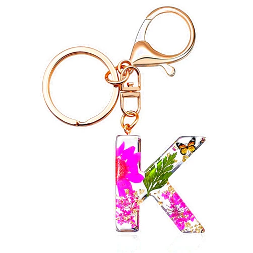 THE FRIGG Initial Letter Butterfly Flower Pink Keychain Birthday gifts for Women Girl Backpack Wallet Car Key Cute Bling Keychain