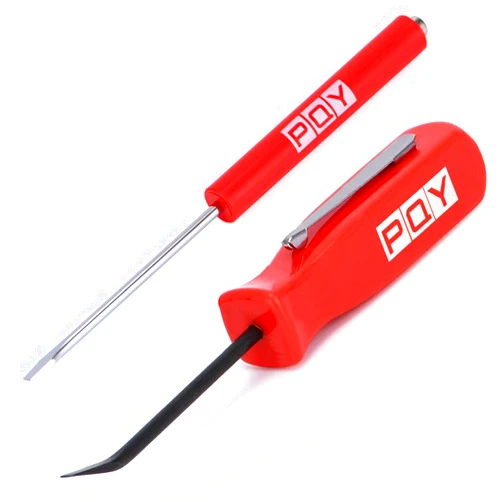 PQY Pocket Magnetic Screwdriver Slotted Head With Magnet Top + Mini Pry Bar Set Red