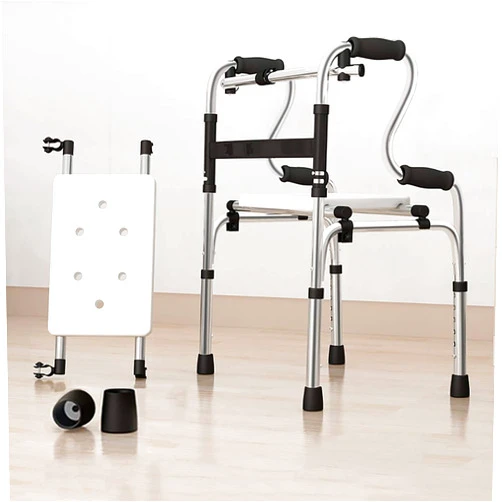 FKDEWALKER 2-in-1 Walker with Seat,Walking Aid Bathroom Safety Support Frame,Elderly Assisted Walking,Foldable Walker for Seniors