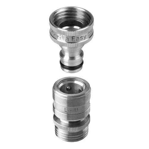 GORILLA EASY CONNECT LOCKING Garden Hose Quick Connect Fittings. ¾ Inch GHT Stainless Steel.