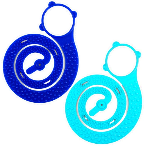 BooginHead SippiGrip Food-Grade Silicone Baby Bottle Holder & Sippy Cup Strap, 2-Pack Blue & Teal