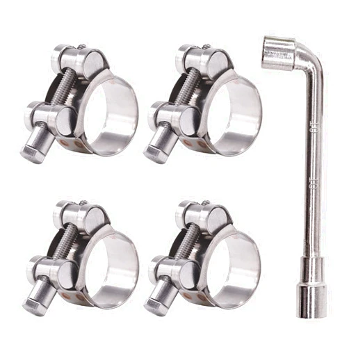 Glarks 4Pcs 29-31mm T-Bolt Hose Clamps 304 Stainless Steel Heavy Duty Ear Clamp Tube Clamp Adjustable Pipe Clamps for 1.1''-1.2'' Dia Range Hose (29-31MM)