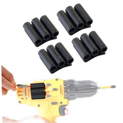 CNCSS Drill Bit Holder Tool Holster for DEWALT Milwaukee - Pack of 4 - Carry up to 6 Driver Bits on The Side of Your Power Drill or Driver