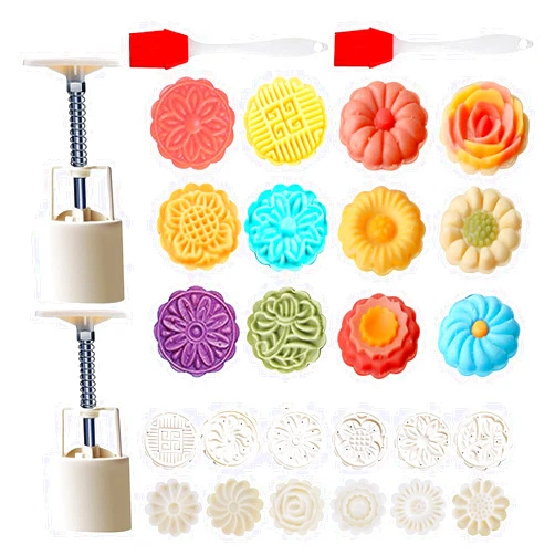 Powerful Mooncake Mold Press 50g BathBomb Molds, Mid Autumn Festival Mooncake Molder and Cake Mould 50g/75g/100g (A-(50g-6pcs) ct+(50g-6pcs)3D)