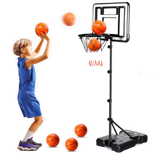 Cecnamt Basketball Hoop for Kids with Stand, Adjustable Height Toddler Basketball Hoop Stand, Indoor Outdoor Basketball Goal Toy with Ball Pump for 3 4 5 6 7 8 Years Old Boys Girls