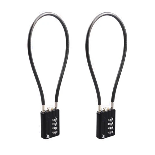 RESET-201 (2 Pack) 4 Digit Combination Padlock with 12 inch (30cm) Steel Cable,Cable Lock for Trash Can, Locker, Gym Locker, Luggage, Suitcase, Gun Case, Trigger,Helmet, 5mm Diameter, Black