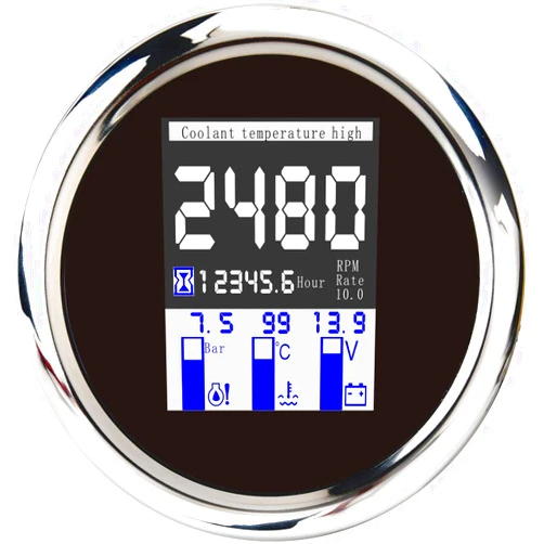 ELING 4-in-1 Multi-Functional Tachometer Voltmeter Oil Pressure Water Temp Gauge 9-32V for Car Motorcycle Tractor Truck 85mm (BS)