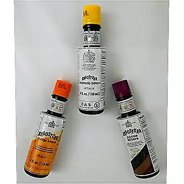 Generic Angostura Bitters 3-Flavours Cocktail Essentials - Includes Classic Aromatic Bitters, Orange Bitters, and Cocoa Bitters, 3 Pack, 4 Ounces Each