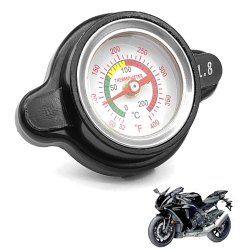CmeRto High Pressure Radiator Cap with Temperature Gauge, 1.8 Bar 25.6 psi Universal Radiator Cap Compatible with Honda, Kawasaki, Suzuki,Yamaha,KTM,Husqvarna Dirt Bike,Polaris Ranger,Motorcycle ATV Models