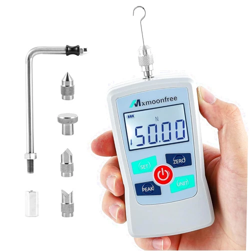 Mxmoonfree 50N Digital Force Gauge Push Pull Gauge Portable Force Meter with Units N/LB/Kg/Oz, Storage Case, Auto Backlit LCD, Auto Power-Off for Teaching School Lab Mechanical Physics (ZMF-50N)