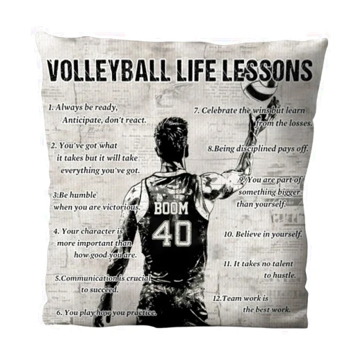84WONDER Personalized Volleyball Life Lessons Pillow, Custom Volleyball Throw Pillow with Inspirational Quotes, Gift for Volleyball Players, Coaches, and Fans, Volleyball-Themed Room Decor