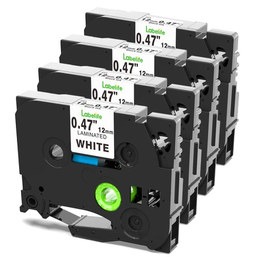 Labelife P Touch Label Tape TZe-231 Replacement for Brother P Touch Label Maker Tape, TZe TZ Tape 12mm 0.47 Laminated White Tape TZe231 TZ-231 for Brother PT-D210 PT-D220 PT-H110 PT-D600 D400, 4-Pack