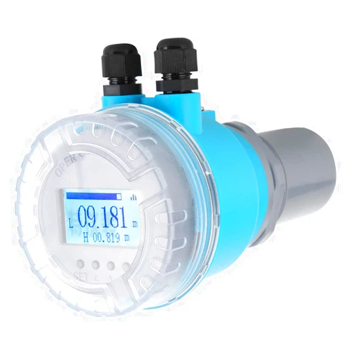 Pwshymi LCD Water Level Sensor, Digital Ultrasonic Level Meter Integrated LED Display 4-20mA Analog Output DC24V Water Level Sensor(#1)