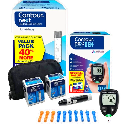 Ascensia CONTOUR NEXT GEN Blood Glucose Monitoring System – All-in-One Kit for Diabetes with Glucose Monitor and 55 Test Strips For Blood Sugar & Glucose Testing