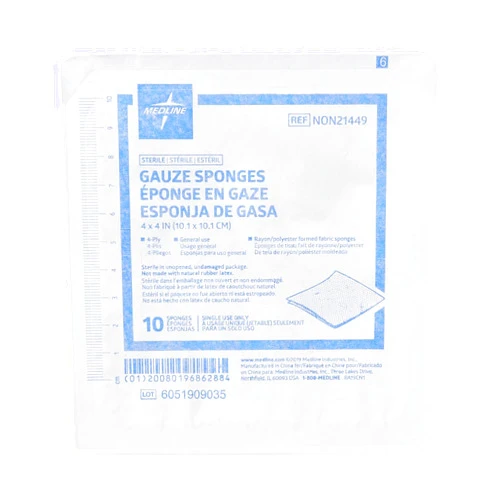 Medline Avant Gauze Sponge, Sterile, 4-Ply Gauze, 4