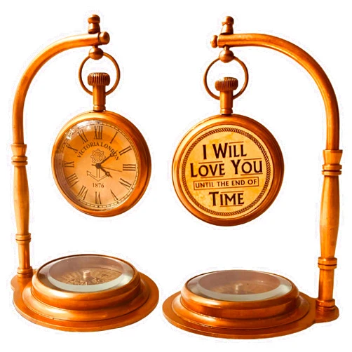 ALADEAN Brass Table Clock with Compass | Romantic Desk Clock - Decorative Vintage Mechanical Clock Lovers Boyfriend/Husband Birthday/Wedding Gifts (Love You)
