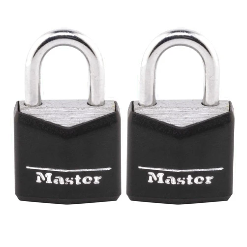 Master Lock 121T Padlock, Covered Aluminum Lock, 3/4 in. W, Black, 1-Pack, 2-Count
