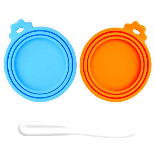 Lydia's Deal Can Covers For Pet Food Cans, Universal Silicone Can Lids BPA Free & Dishwasher Safe, Pet Food Can Lid Covers Fit Most Standard Size Canned Cat and Dog Food (Blue+Orange)