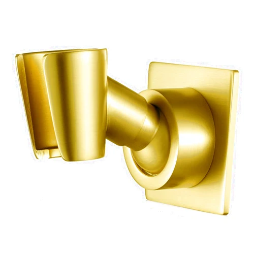 YDmeet Shower Head Holder Handheld Shower Wand Holder Adjustable Shower Head Bracket Shower Wall Mount Holder, Brushed Brass/Gold Finish, Drill Free Glue Installation