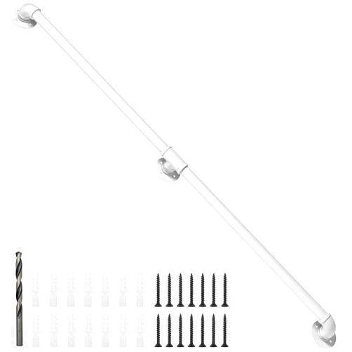 Rebala Wall Handrail 7FT,Industrial Staircase Railing 1.25 Inch Tube Diameter,Galvanized Pipe Handrail,Handrails for Indoor Stairs with Wall Mount Support,for Wall Mounted Stairway Handrail-White