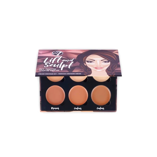 W7 Lift & Sculpt Cream Contour Kit - Concealing, Highlighting & Contouring Makeup Palette - Step-by-Step Instructions Included