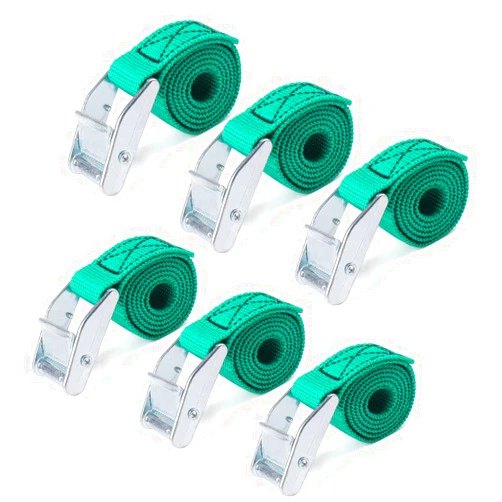 RilexAwhile Lashing Straps 2 Ft x 1 Inch Tie Down Straps up to 600lbs, 6 Pack (1inch x 2ft, green)