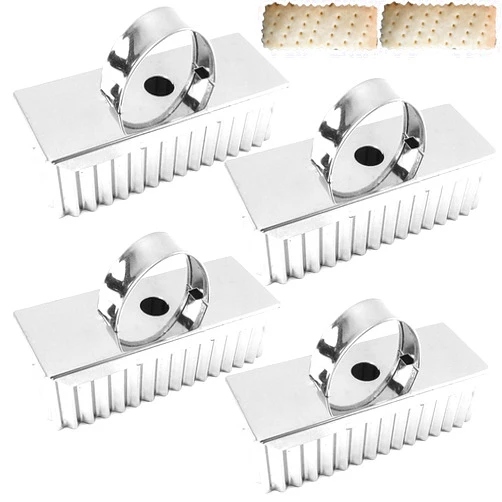 Tebery 4 Pcs Stainless Steel Shortbread Cookie Cutter, Biscuit Cutter Mold with Handle, Dough Cracker Cutter Tools for Baking