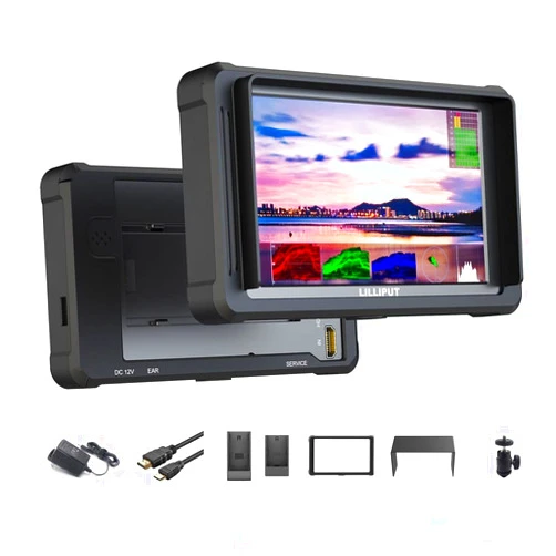 Lilliput FS5 Camera Monitor 3D-LUT SDI 5.4 inch 60HZ 4K HDMI 2.0 3G Video Assist 1920 * 1200 Full HD with Black Silicone Case