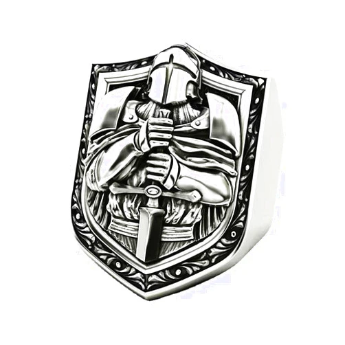 LAIMIUMIU33 Knights Cross Sword Armor Shield Templar Rings for men Biker 316 Stainless Steel Rings Paladin Worrior Hunter style Iced Out Jewelry Punk Ring Hip Hop Heavy Metal mens fashion rings