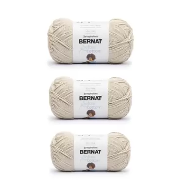 Bernat Softee Cotton Feather Gray Yarn - 3 Pack of 120g/4.25oz - Nylon - 3 DK (Light) - 254 Yards - Knitting/Crochet Feather Gray 3 Pack