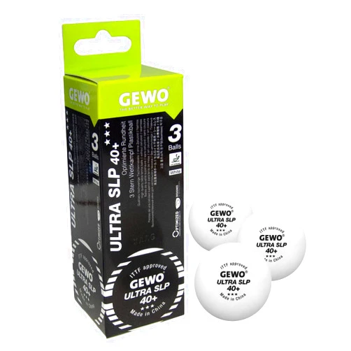 GEWO Ultra SLP Table Tennis Balls - 3 Star Table Tennis Ball Made of Plastic 40+ Without Seam - ITTF Certified Competition Balls Professional Table Tennis Balls White, 40 + mm Diameter