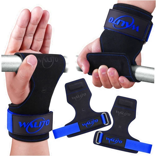WALITO Wrist Straps for Weightlifting - Double Layer Leather Lifting Straps for Gym Deadlift and Powerlifting, with Adjustable Neoprene Padded Wrist Wraps for Men/Women Weight Lifting