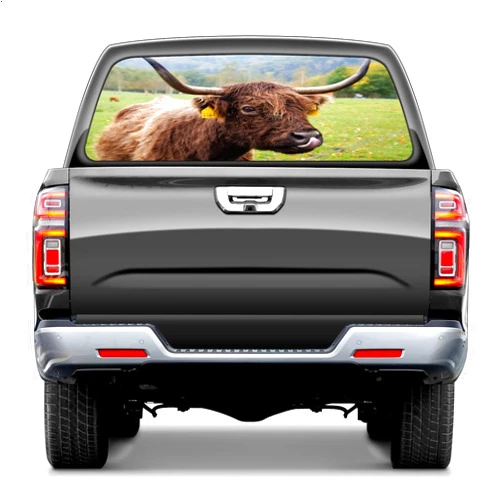 AYJIB Wild Yak Lightning Tint Rear Window Decal Wrap Graphic Perforated See Through Decal Sticker Wolf Car Window Graphic Decal Flower Perforated Vinyl Window Back Decal for Truck SUV-65x22 inch