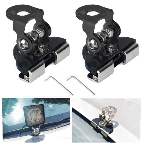 Slykew Pack-2 Car Led Light Bar Mounting Brackets, Waterproof Auto Light Holder Replacements, Adjustable Dome Light Clamp Holder Accessories, Universal for Most Vehicles (Black)