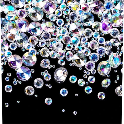 Hicarer 800 Pieces Diamond Decorations Acrylic Diamond Table Scatter Crystals for Table for Vase Fillers Party Table (AB Color, 12mm, 8mm, 6mm, 3mm, 2mm)
