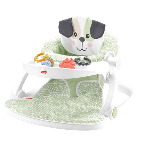 Fisher-Price Portable Baby Chair Sit-Me-Up Floor Seat with Snack Tray and Developmental Toys, Puppy Perfection