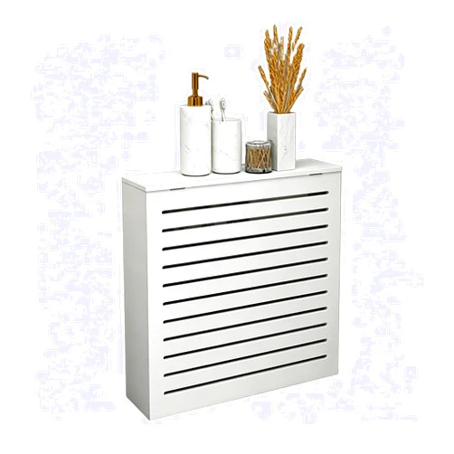 XIMSPHY Radiator Cover Cabinet, White Heater Covers for Radiators, Louvered Grill Radiator Shelf with Top, 27.5″x 27.5″x 8″Heating Decorative Organizer for Kitchen Living Room Bathroom