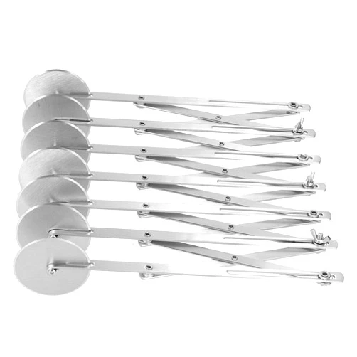 Mxzzand Pastry Cutter Pizza Wheel Dough Divider Adjustable Arm Rust‑Free High Hardness Stainless Steel Hotel Restaurant(Seven round pizza slice)