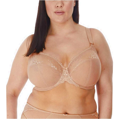 Elomi Women's Charley Stretch Plunge Bra: Stretch Lace & Mesh, Racerback Option. Low Plunge UK Sizes D-JJ, US Sizes D-N