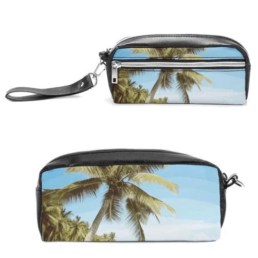 NWTRK Large Pencil Case Beach Palm Tree Pencil Pouch Portable Aesthetic Pencil Bag for Women Men Pen Pouch Cute Stationery Organizer Multifunctional Makeup Bag for Travel Office