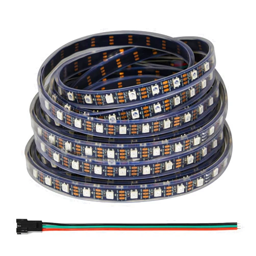 VISDOLL WS2812B IC RGB Individually Addressable LED Strip Light 16.4FT/5M 300LEDs, 5050SMD 60Pixels/M Flexible Lamp IP67 Black PCB Light, Full Color DC5V (Power Supply & Controller Not Included)
