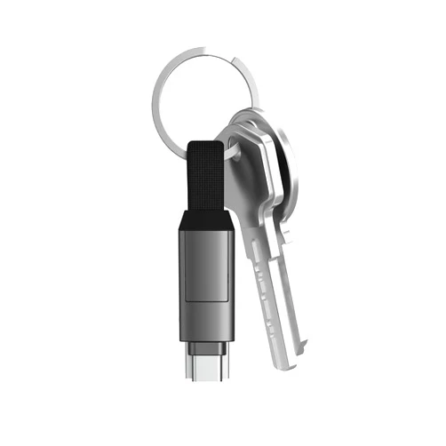 inCharge 6 - The Six-in-One Swiss Army Knife of Cables, Portable Keyring Compatible with Apple iPhone/USB/USB-C/Micro USB Cable for All of Your Devices (Mercury Grey)