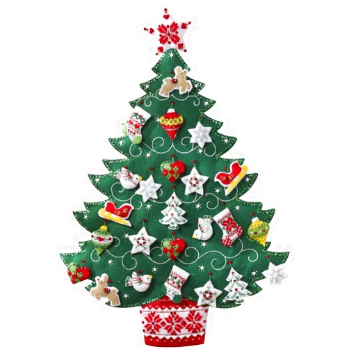 Bucilla Felt Applique Advent Calendar Kit, 17 by 24-Inch, Nordic Tree
