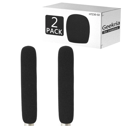 Geekria for Creators Foam Windscreen for 3/4'' Diameter Microphones, Antipop Foam Cover, Mic Wind Cover, Sponge Foam Filter Compatible with Sennheiser MKH 416-P48U3 (8 Inch / 2 Pack)