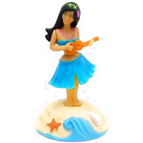 Calsgkspray Blue Solar Powered Dancing Figures Decoration -Hawaii Shaking Head Ornaments Hula Girl -Car Dashboard Interior Decoration Desktop Ornaments,Solar Power Kits Learning and Education