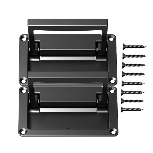 SYINE 2 Pack Black Zinc Alloy Recessed Door Pull Handle Recessed Flush Pull Handle for Drawer Access Door Toolbox,4.35 x 2.72 inch