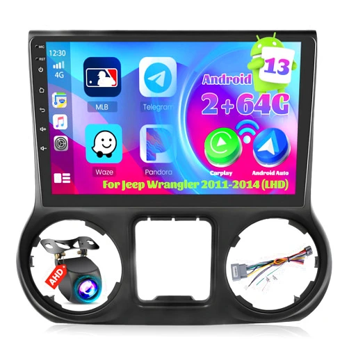 Roinvou 2+64G Android 13 CarPlay Stereo for 2011-2014 Jeep Wrangler(LHD), Wireless CarPlay Radio with Android Auto, 10.1'' Touch Screen in-Dash GPS Navigation Support Mirror Link BT HiFi WiFi RDS SWC