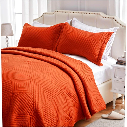 SunStyle Home Queen Size Quilt Umber Bedspread - Lightweight Summer Quilt Set Full/Queen - Soft Microfiber Coverlet Bedding Set for All Season 3 Pieces(1 Quilt, 2 Pillow Shams)
